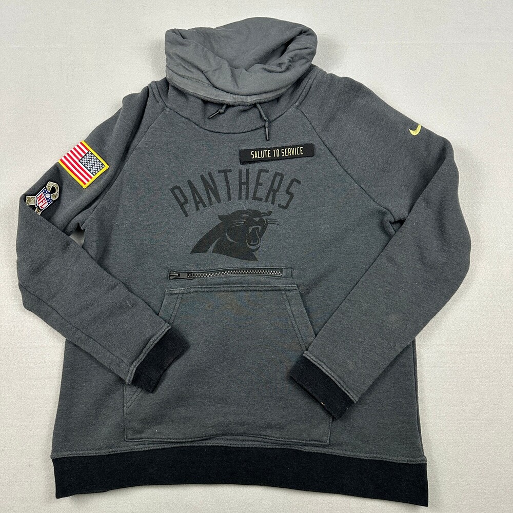 Carolina Panthers Hoodie Women Small Gray Nike On Field Salute Service Collar *